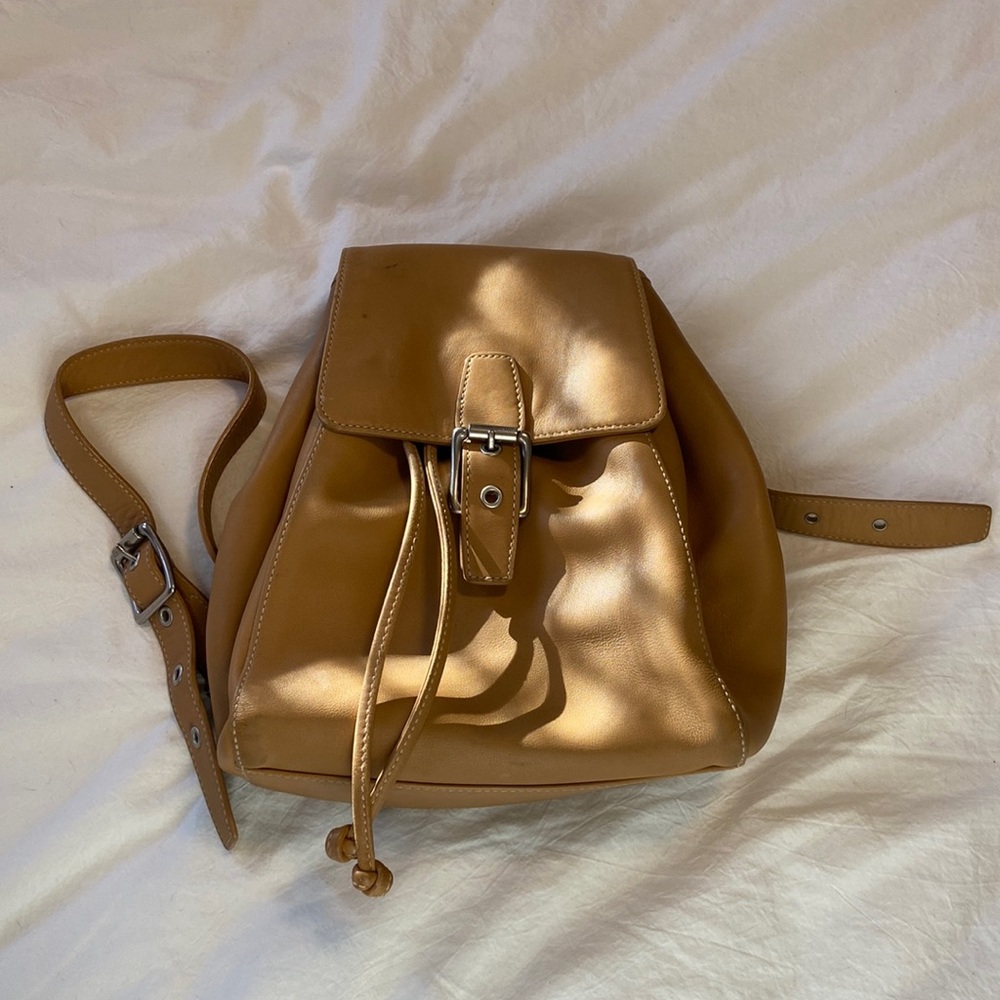 Vintage Coach 90s Leather Backpack Camel